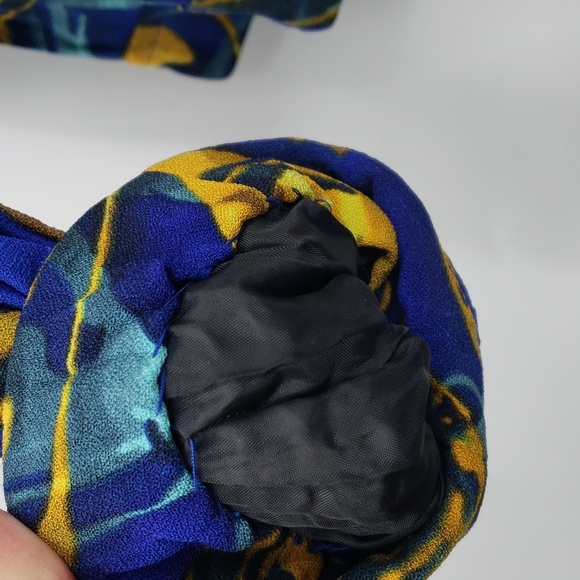 Alberto makali | Blue with yellow pattern long sleeve blazer top - size small - Picture 6 of 11